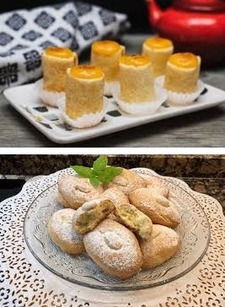 Traditional Andalusian sweets - piononos de Santa Fe and Amarguillos