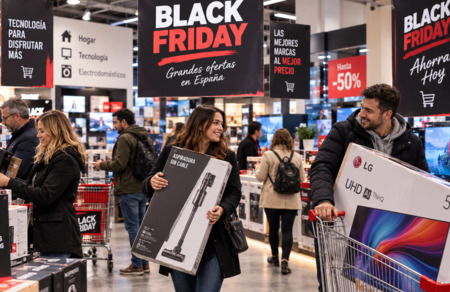 Black Friday en España — compradores en una tienda durante las rebajas