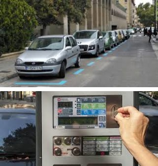 Parking in a blue line zone in Spain