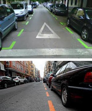 Green and orange parking zones in Spain