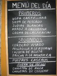 Menu del dia in Spain