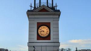 The clock on the Royal Post House in Madrid