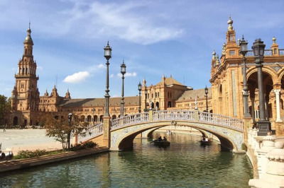 The famous Plaza de España and María Luisa Park in Seville