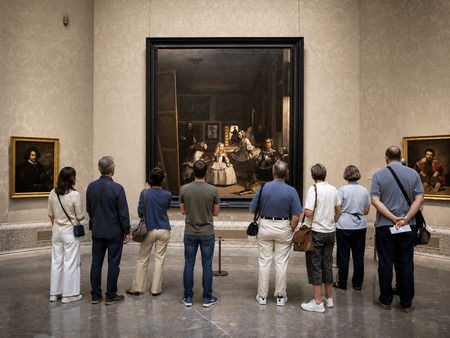 Visitantes contemplando «Las Meninas» de Diego Velázquez en el Museo del Prado