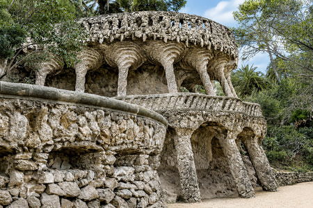 The Stone Viaduct and Galleries of Park Güell The stone viaduct and arched galleries of Park Güell, harmoniously integrated into Barcelona’s natural landscape