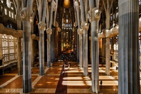 The columns of the Sagrada Família resembling a stone forest Columns inside the Sagrada Família