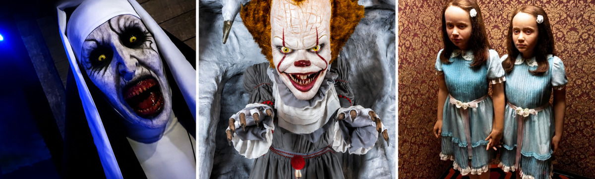 Wax figures from famous horror films at the Madrid Wax Museum