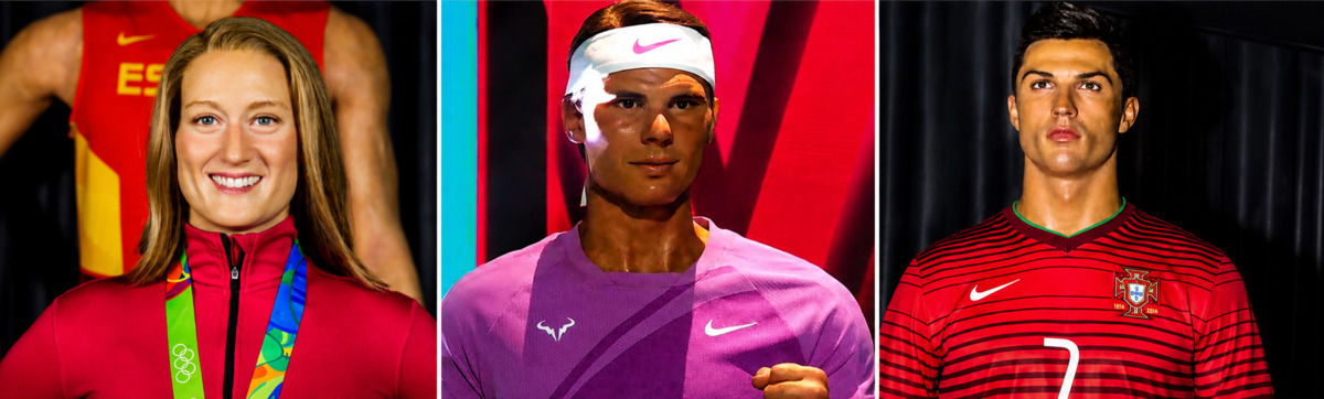 Wax figures of famous sports stars at the Madrid Wax Museum