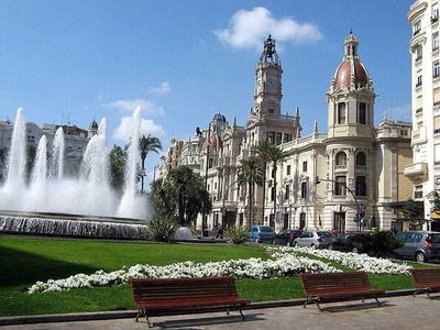 The main square of the city Valencia's main square with a fountain