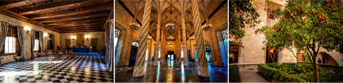 Interior de la Lonja de la Seda en Valencia