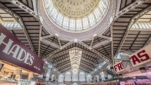 The main dome of the central market in Valencia